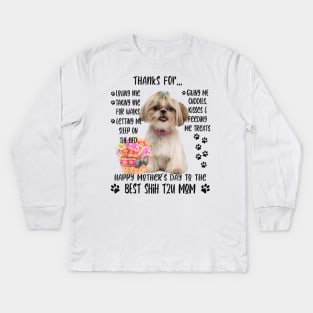 Happy Mother's Day 2021 Shih tzu Mom dog Lover Kids Long Sleeve T-Shirt